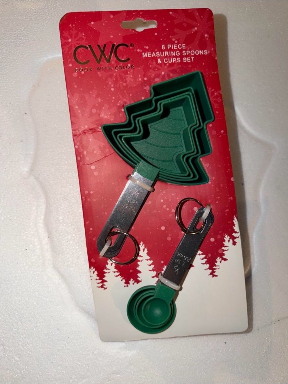 CWC Green Holiday Tree Measuring Spoons & Cups Set